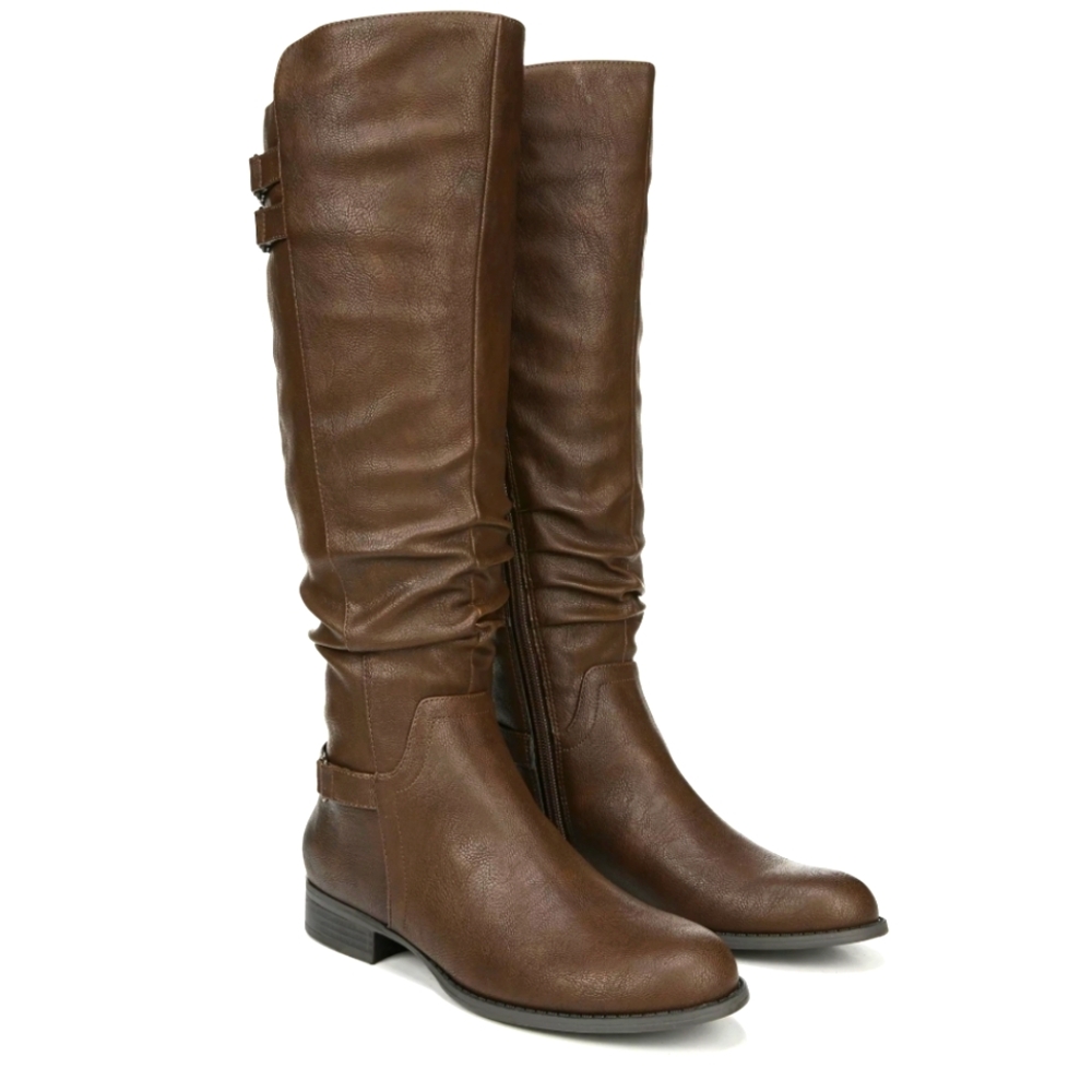 LifeStride Ruched High-Shaft Brown Boots - Faunia Size 11M #New